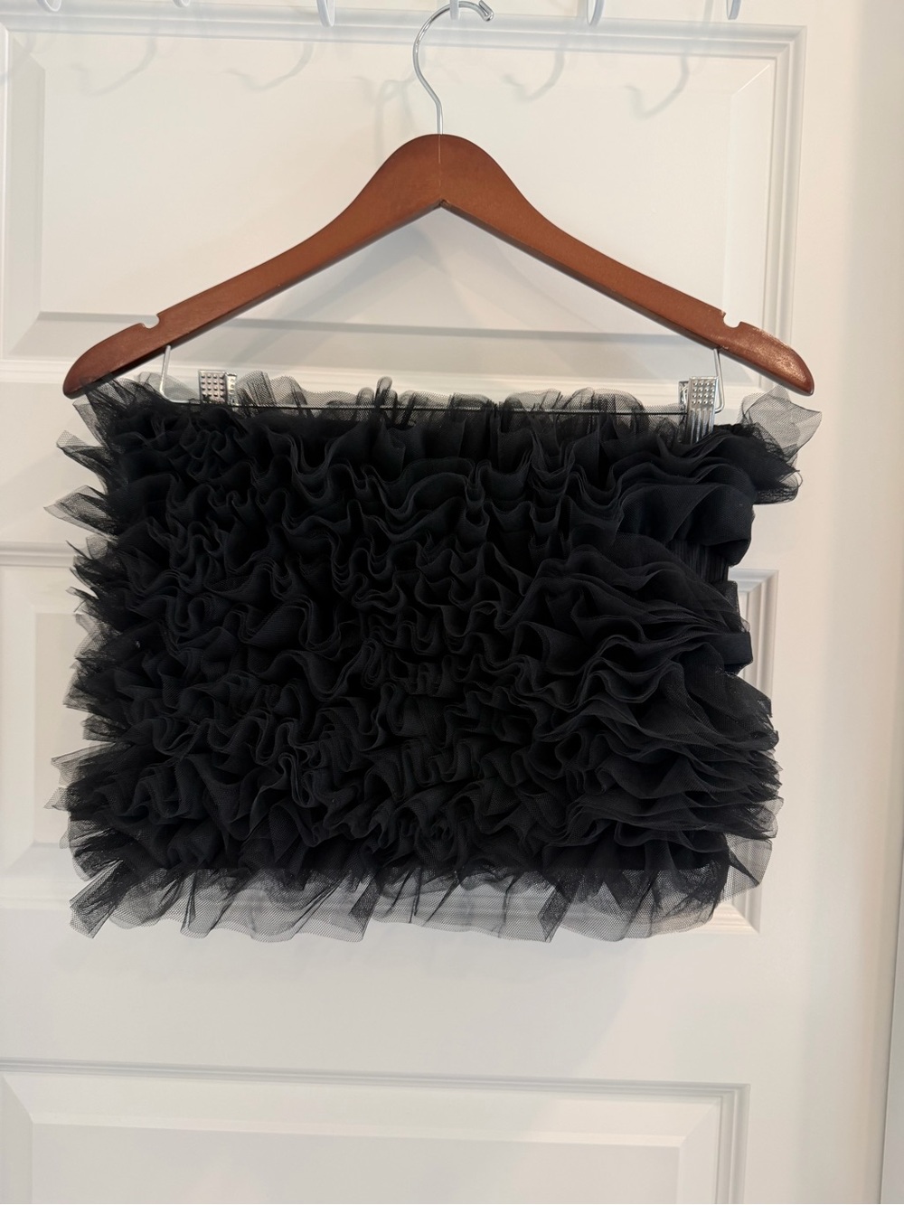 Forever 21 Black Layered Ruffle Tulle Mini Bandeau top